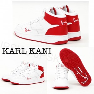 Zapatillas Karl Kani Calle Estilo Plain Cuero Logo Hombre Blancas Rojas | YA39Em6BYWx