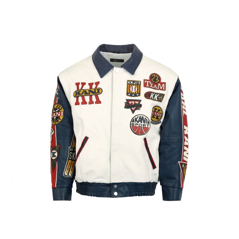 Chaquetas Karl Kani Cuero Patch Hombre Blancas | M3QfJhPKE6M