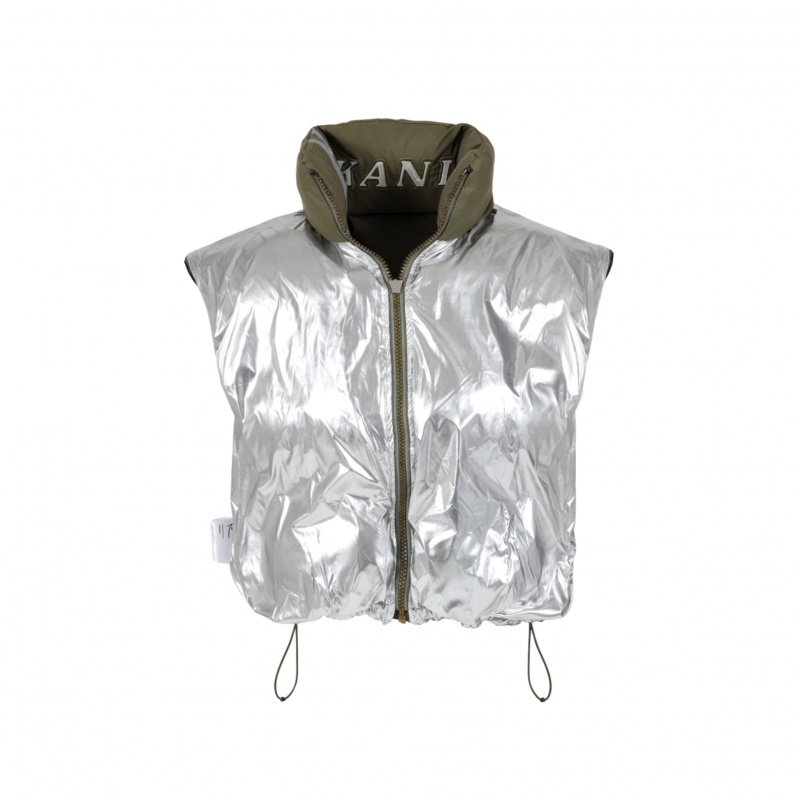 Puffer Jacket Karl Kani Crop Bubble Mujer Kaki | I9w3IbXBLKM