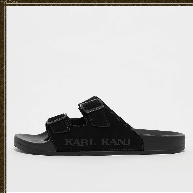 Sandalias Karl Kani Calle Estilo Plain Cuero Logo Hombre Negras | VBpbgs8ew6i