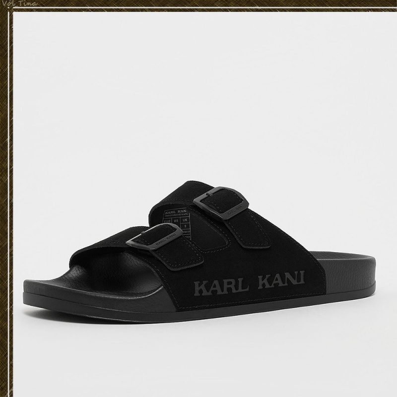 Sandalias Karl Kani Calle Estilo Plain Cuero Logo Hombre Negras | VBpbgs8ew6i