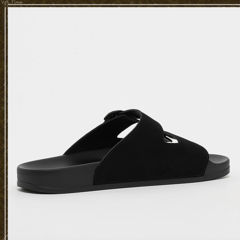 Sandalias Karl Kani Calle Estilo Plain Cuero Logo Hombre Negras | VBpbgs8ew6i