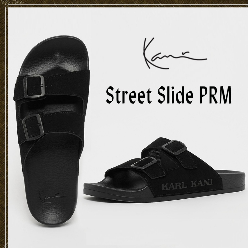 Sandalias Karl Kani Calle Estilo Plain Cuero Logo Hombre Negras | VBpbgs8ew6i