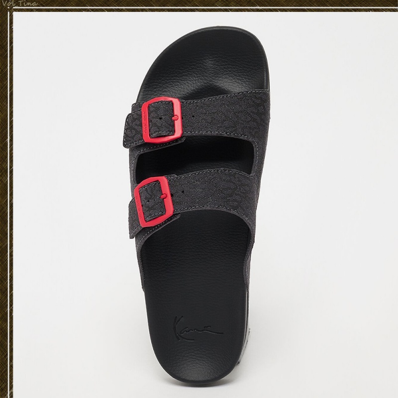 Sandalias Karl Kani Calle Estilo Plain Cuero Logo Hombre Negras | pcMCgdLRtF5