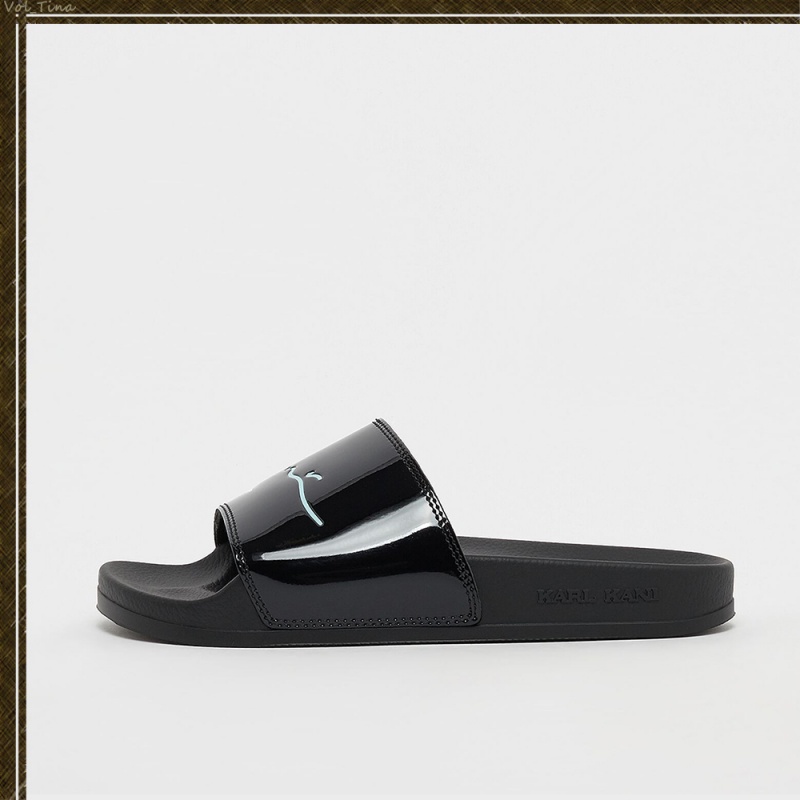 Sandalias Karl Kani Casuales Estilo Calle Estilo Plain Cuero Logo Mujer Negras | vZotaAcD8CF