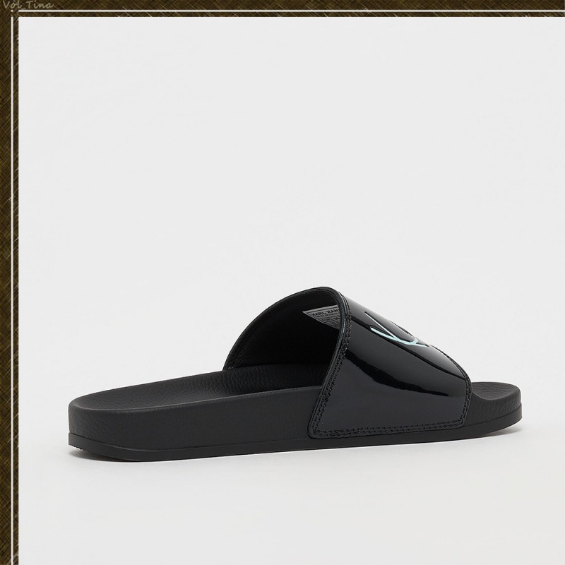 Sandalias Karl Kani Casuales Estilo Calle Estilo Plain Cuero Logo Mujer Negras | vZotaAcD8CF