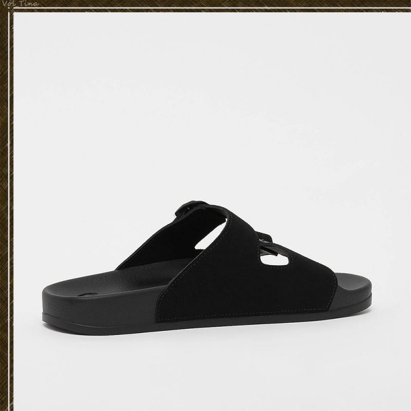 Sandalias Karl Kani Casuales Estilo Unisex Calle Estilo Plain Cuero Logo Mujer Negras | 0Q45hLaYiC9