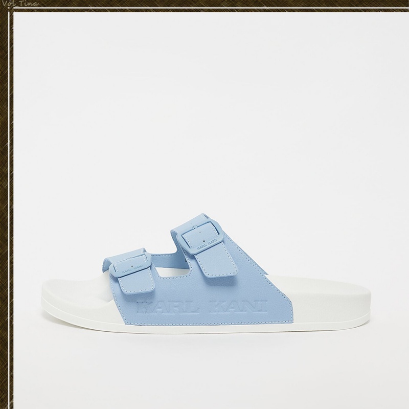 Sandalias Karl Kani Casuales Estilo Unisex Calle Estilo Plain Logo Mujer Azules Blancas | dI6qVptbxZP