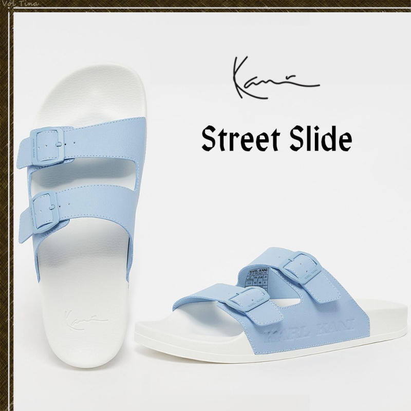 Sandalias Karl Kani Casuales Estilo Unisex Calle Estilo Plain Logo Mujer Azules Blancas | dI6qVptbxZP