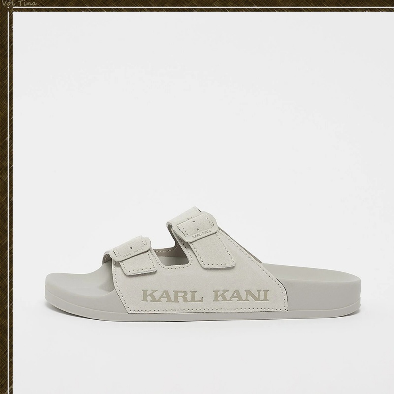 Sandalias Karl Kani Casuales Estilo Unisex Calle Estilo Plain Cuero Logo Mujer Gris | y2hotkRjWew