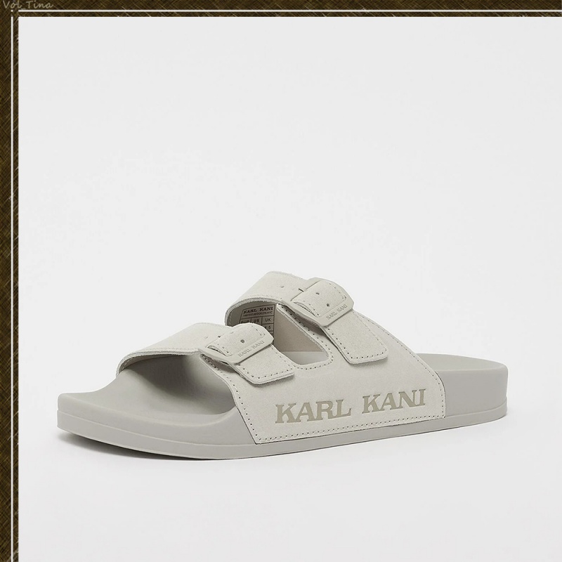 Sandalias Karl Kani Casuales Estilo Unisex Calle Estilo Plain Cuero Logo Mujer Gris | y2hotkRjWew