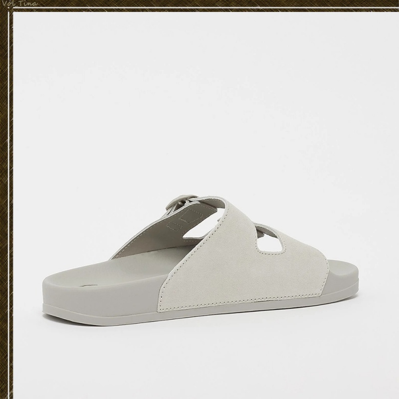 Sandalias Karl Kani Casuales Estilo Unisex Calle Estilo Plain Cuero Logo Mujer Gris | y2hotkRjWew