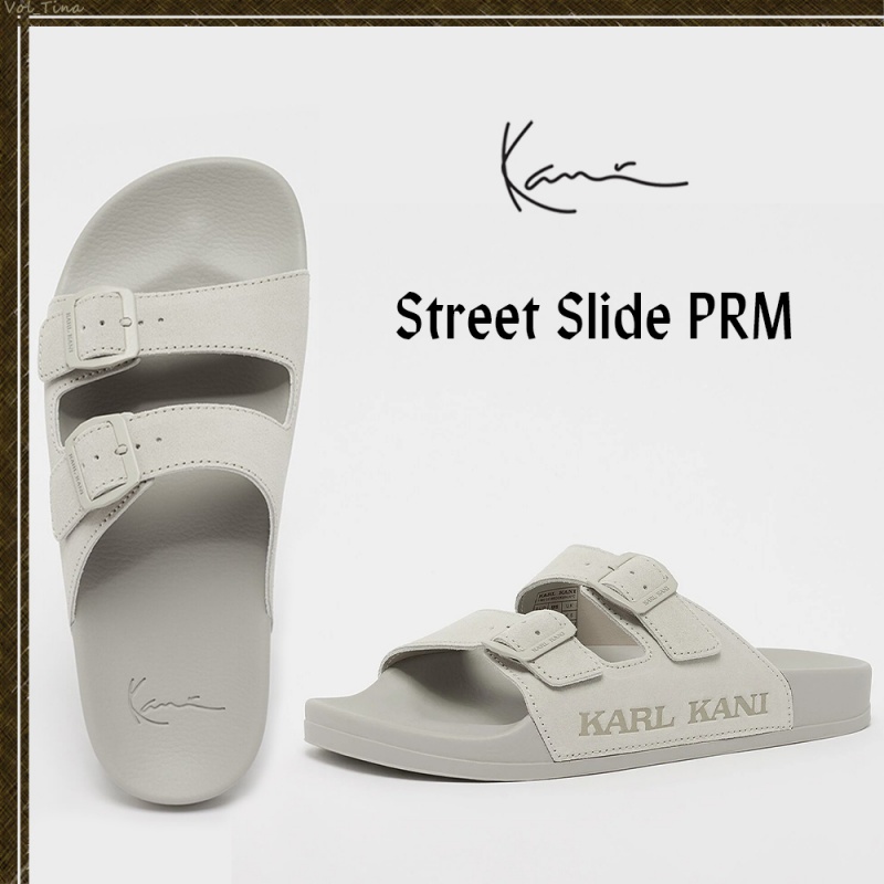 Sandalias Karl Kani Casuales Estilo Unisex Calle Estilo Plain Cuero Logo Mujer Gris | y2hotkRjWew