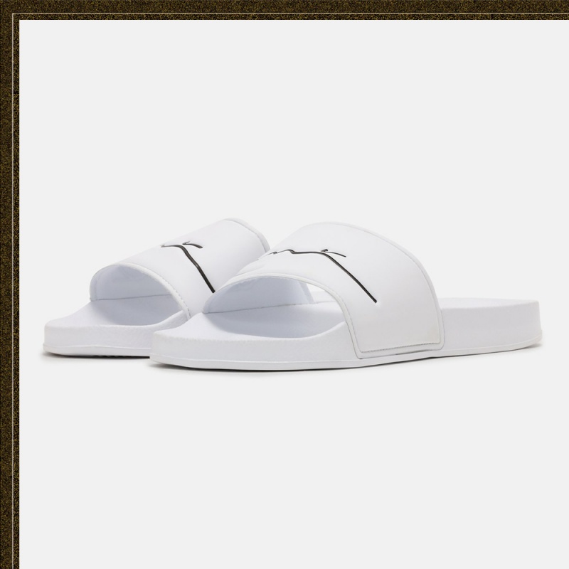 Sandalias Karl Kani Plain Shower Shoes Logo Hombre Blancas | xVcGPrsBmdG