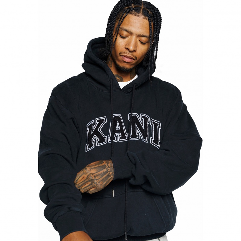 Sudadera con Capucha Karl Kani Collegiate Hombre Negras | FcG1d3llib2