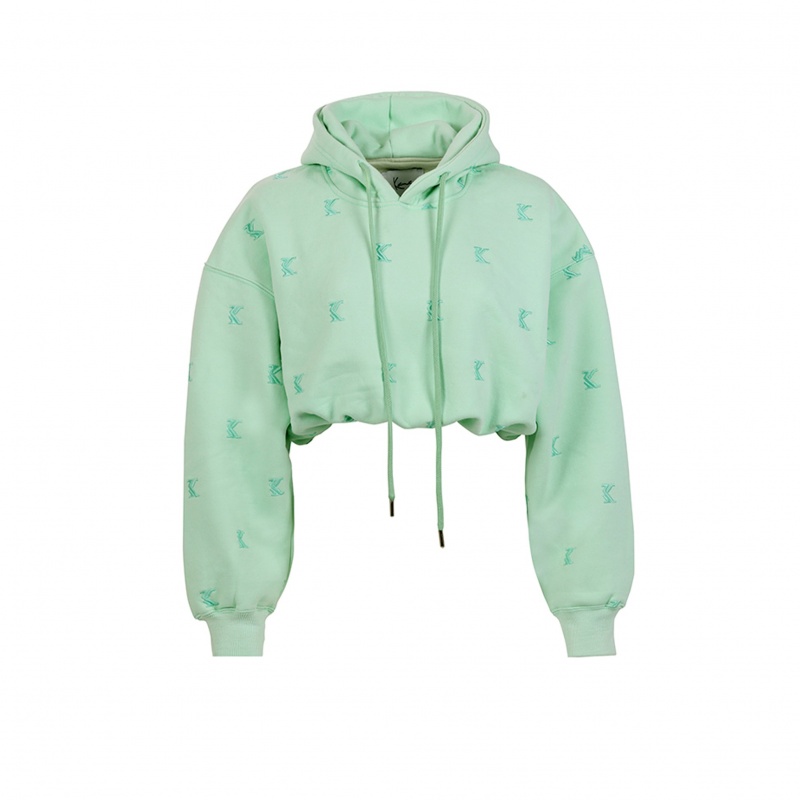 Sudadera con Capucha Karl Kani Starr Crop Mujer Verde Menta | wqr8D7js0Cv