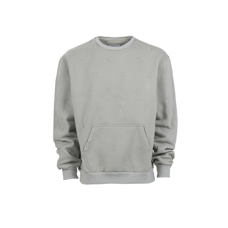 Suéteres Karl Kani Embroidered Crewneck Hombre Gris | htzbaXDp7eg