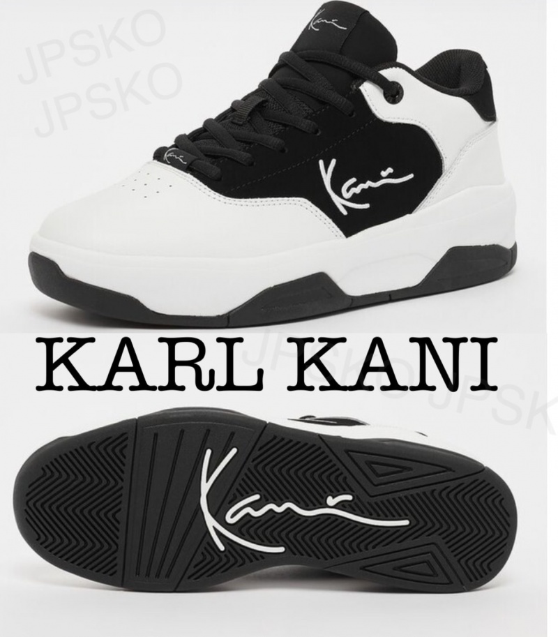 Zapatillas Karl Kani Calle Estilo Bi-color Plain Logo Hombre Negras Blancas | u9k30u4IByq