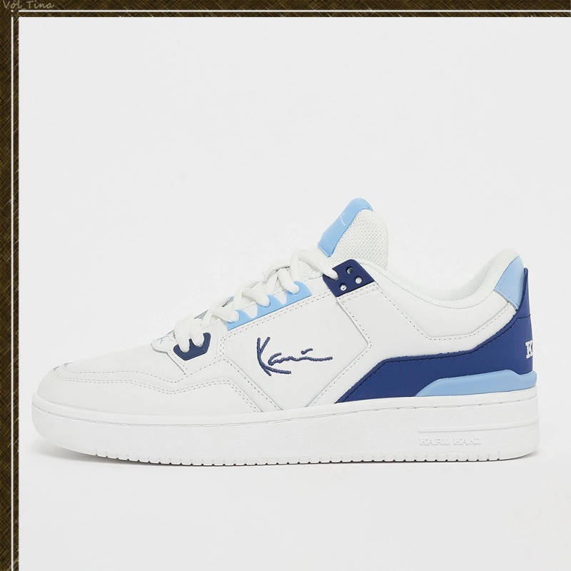 Zapatillas Karl Kani Calle Estilo Plain Cuero Logo Hombre Blancas Azules | PzPbisY6Lek