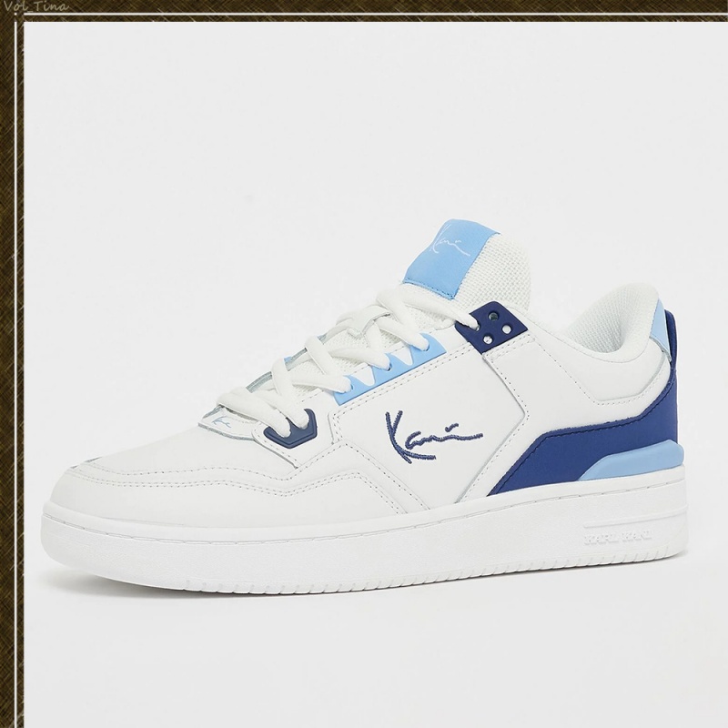 Zapatillas Karl Kani Calle Estilo Plain Cuero Logo Hombre Blancas Azules | PzPbisY6Lek