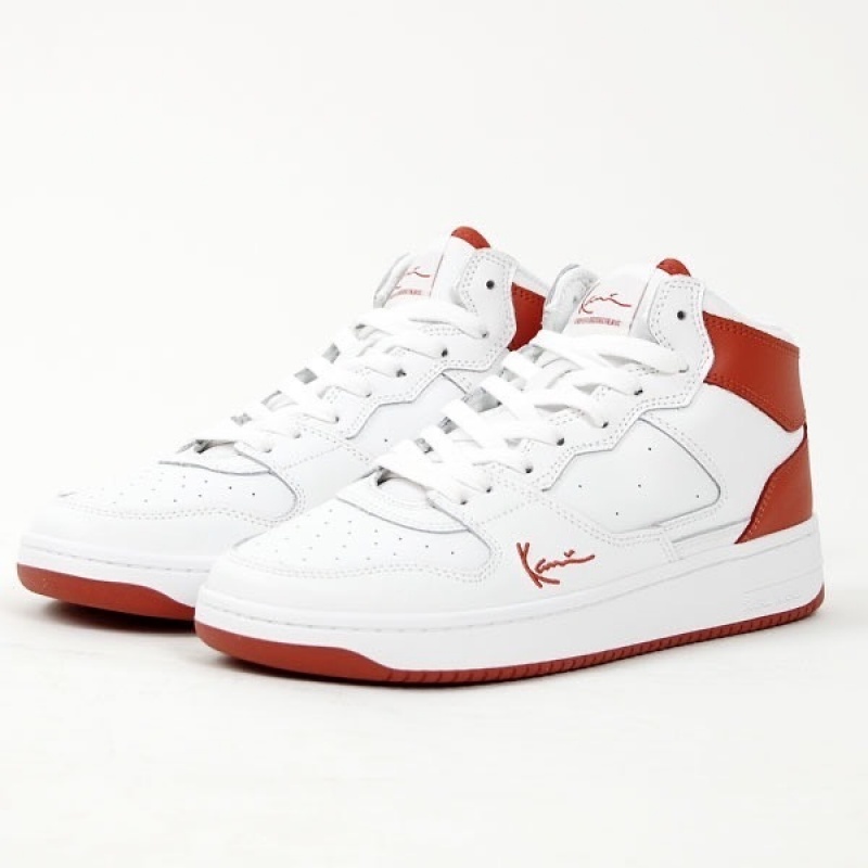 Zapatillas Karl Kani Calle Estilo Plain Cuero Logo Hombre Blancas Rojas | fTvOHLpdhlR