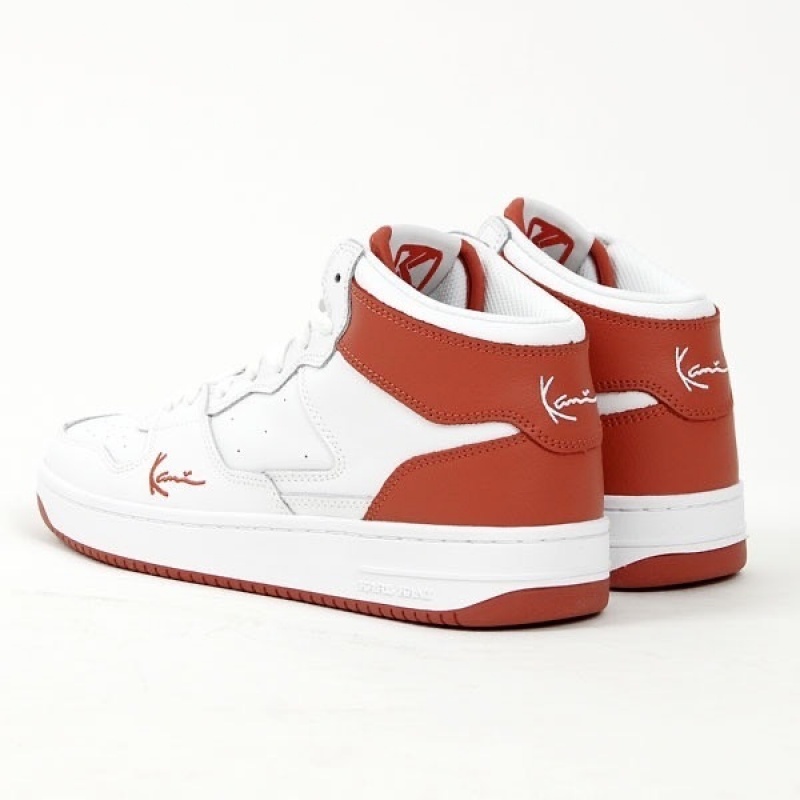 Zapatillas Karl Kani Calle Estilo Plain Cuero Logo Hombre Blancas Rojas | fTvOHLpdhlR