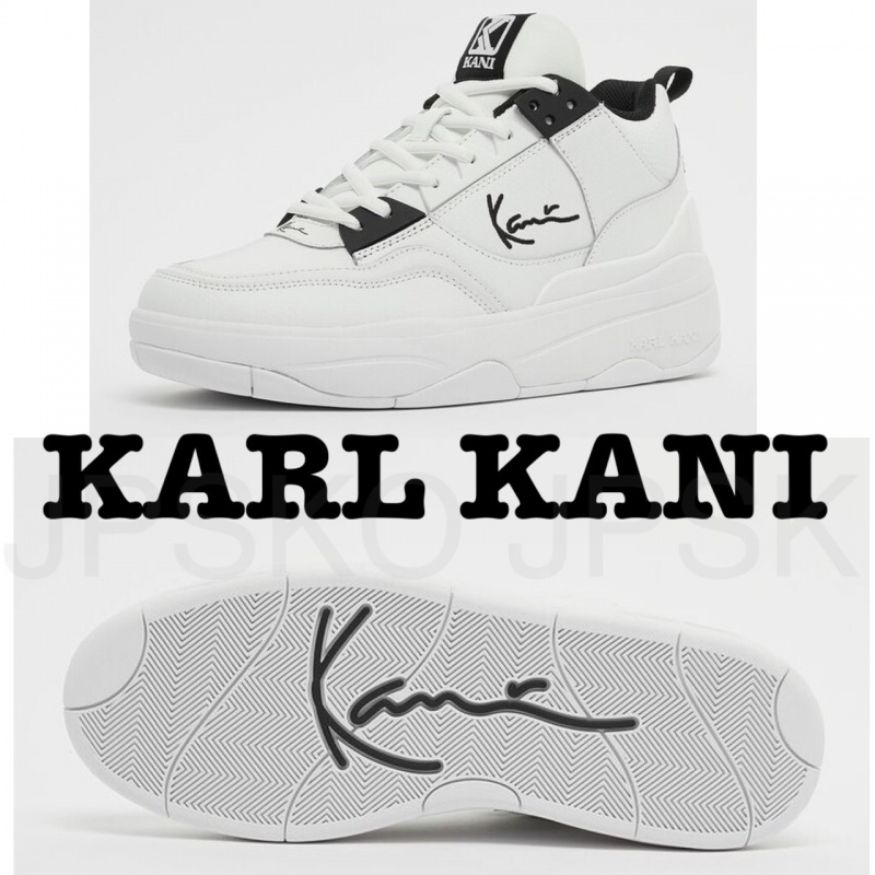 Zapatillas Karl Kani Calle Estilo Plain Cuero Logo Hombre Blancas Negras | Bff6gKExlzc