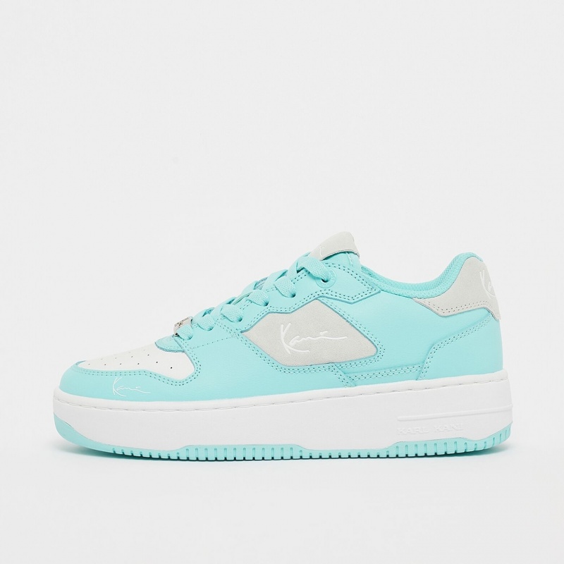 Zapatillas Karl Kani Rubber Sole Calle Estilo Plain Cuero Logo Low-Top Mujer Blancas Azules | haCYjPp3VtB