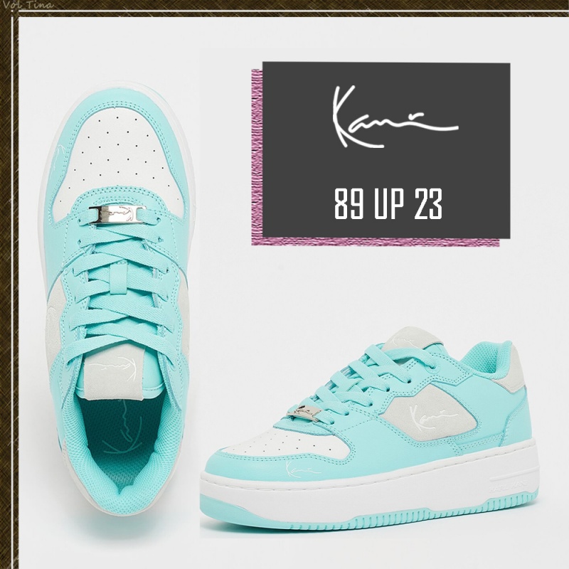 Zapatillas Karl Kani Rubber Sole Calle Estilo Plain Cuero Logo Low-Top Mujer Blancas Azules | haCYjPp3VtB